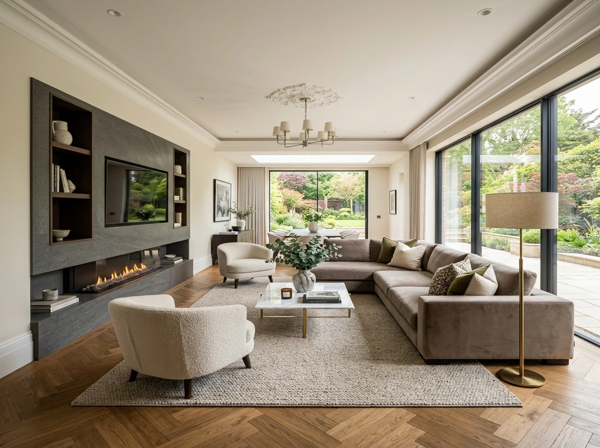 Living room renovation and refurbishment in Finchley