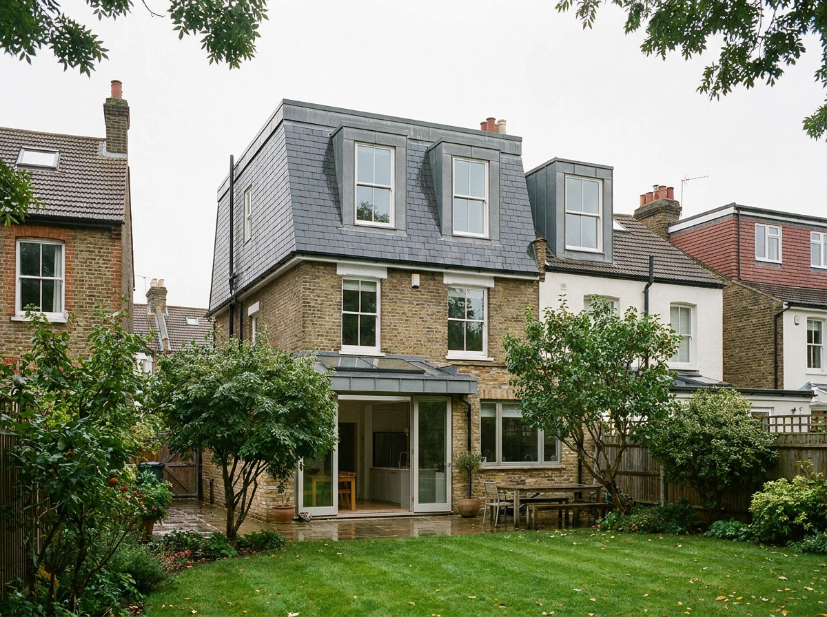 Mansard loft conversion in Clapham London showcasing flat top roof mansard construction.