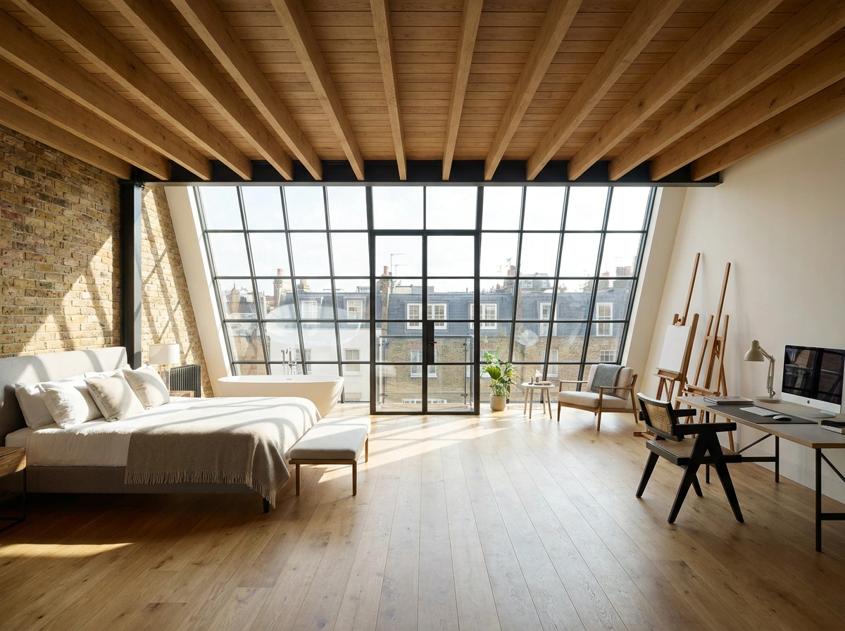 Mansard loft conversion in Wimbledon London featuring a full rear mansard roof extension.